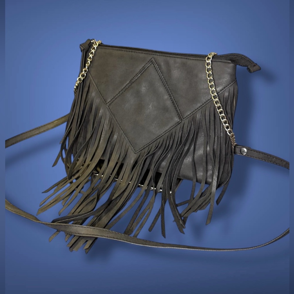 Fringe Black Crossbody Bag